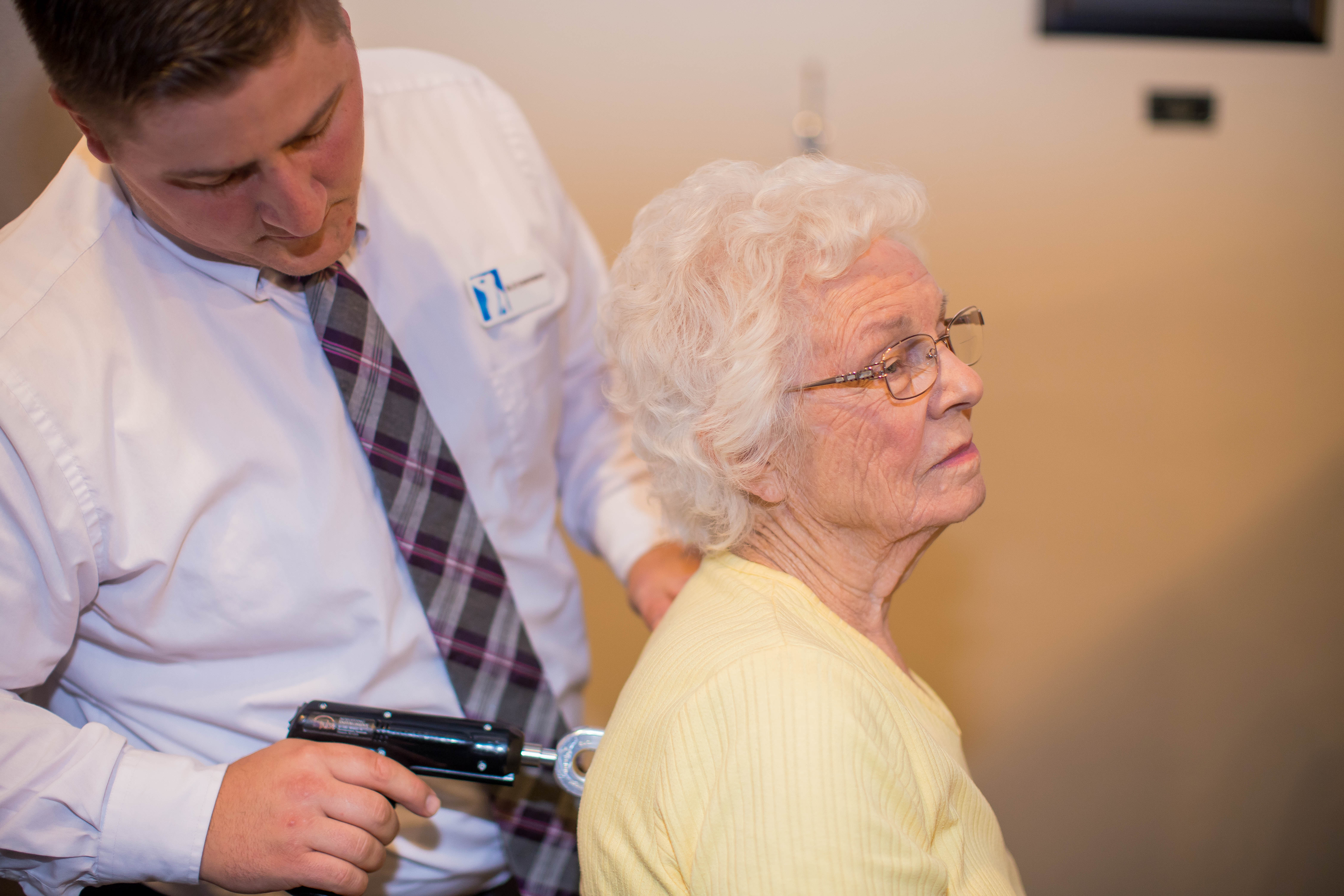 Adjusting Senior Woman